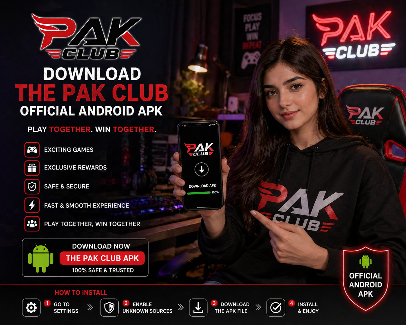 Download the official Pak Club Android app — Pakistan gaming APK for live cricket exchange, Aviator, Teen Patti, slots and live casino on your phone